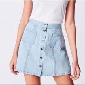 BDG Urban Outfitters Light Wash Button Front Patch Pocket Denim‎ Mini Skirt M